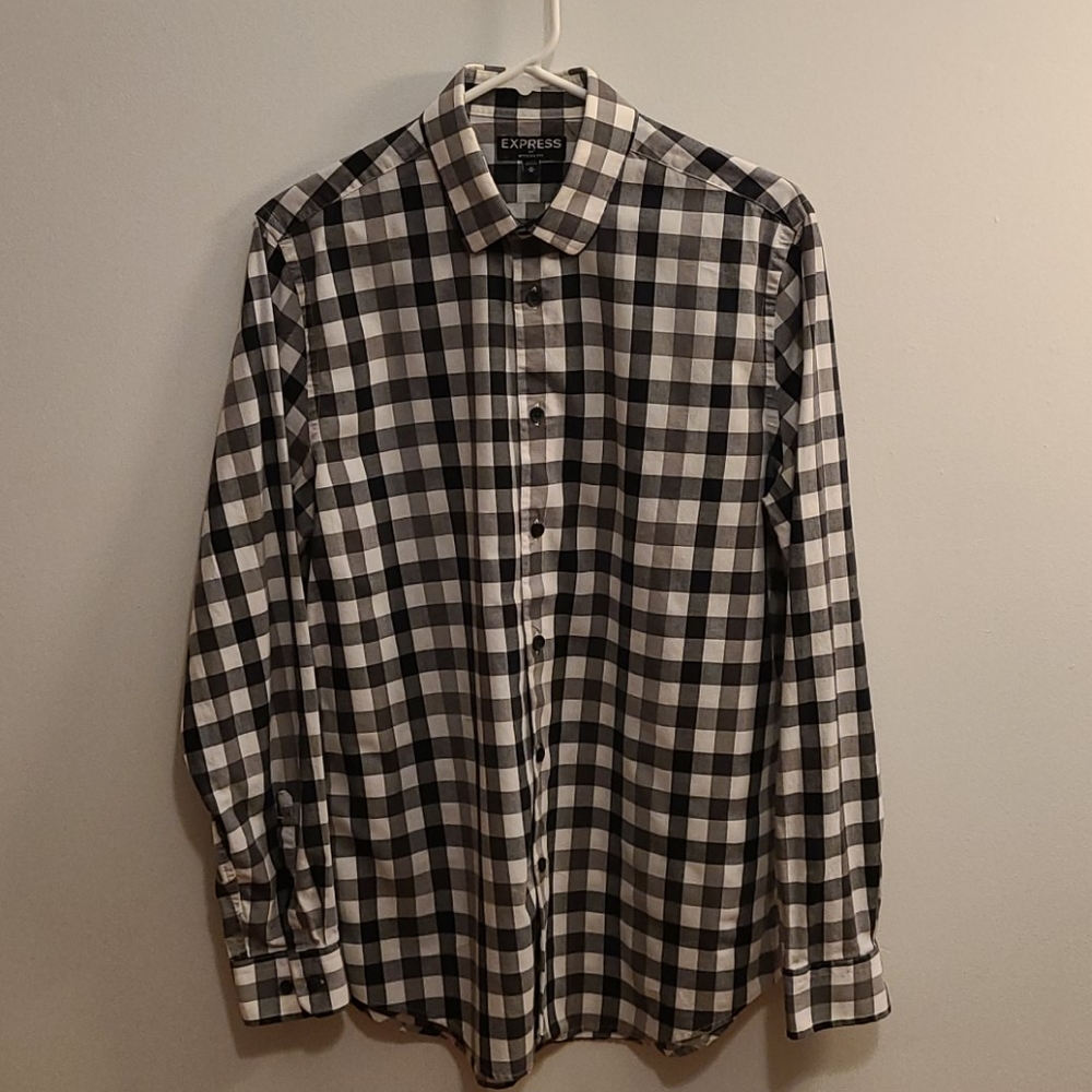 Express Gingham Button down shirt-gray